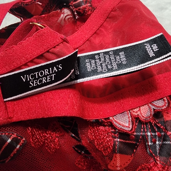 VICTORIA'S SECRET LUXE LINGERIE UNLINED FLORAL EMBROIDERED LOW CUT BRA Sz 36DDD - Picture 12 of 14